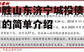 中胜山东济宁城投债项目的简单介绍