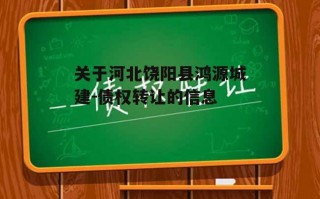 关于河北饶阳县鸿源城建-债权转让的信息