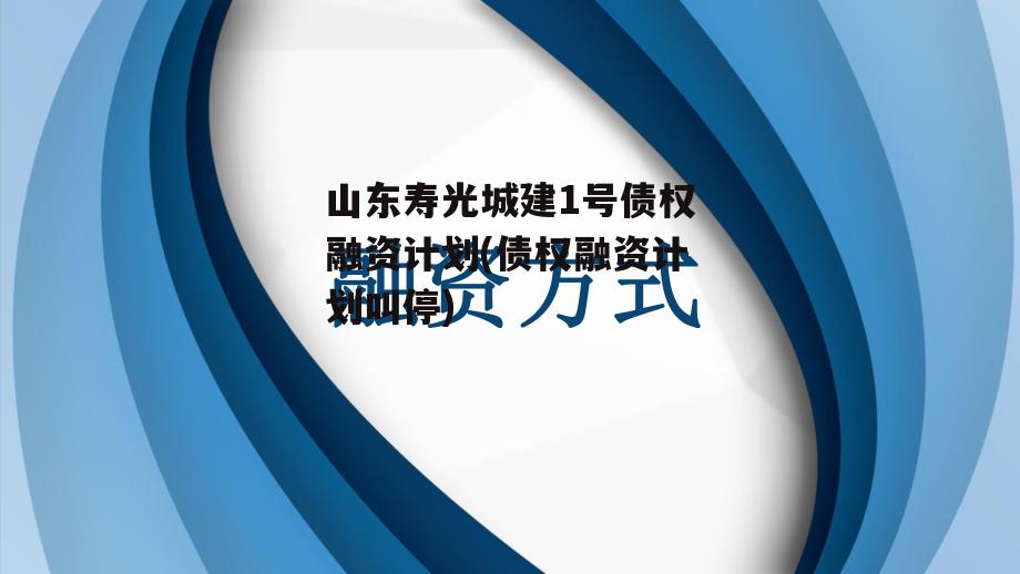山东寿光城建1号债权融资计划(债权融资计划叫停)-第1张图片-中国政府平台债